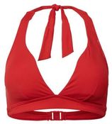 Women Beach voorgevormde halter bikinitop met ribstructuur rood