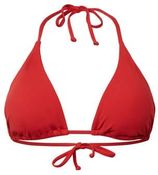 Women Beach voorgevormde triangel bikinitop met ribstructuur rood