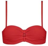Voorgevormde strapless bandeau bikinitop rood