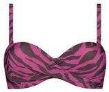 Voorgevormde strapless bandeau bikinitop roze/paars