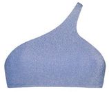 Voorgevormde one shoulder bikinitop met lurex lichtblauw