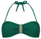 Voorgevormde strapless bandeau bikinitop met textuur groen B/C-cup