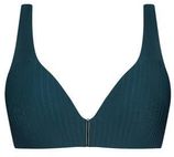 Voorgevormde push-up bikinitop met ribstructuur petrol