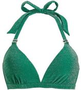 Voorgevormde halter bikinitop met lurex groen