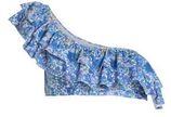 Niet-voorgevormde one shoulder bikinitop VIMELENA met ruches blauw