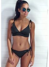 Triangelbikini met gesmokte inzet