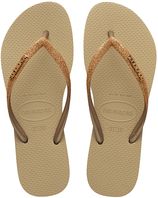 Dames teenslippers slim glitter beige II