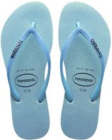 Dames teenslippers slim glitter iridescent blauw
