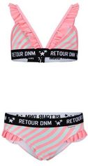 Triangel bikini Reanna met ruches roze/lichtblauw