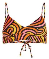 Voorgevormde crop bikinitop Wave zwart/oranje/roze