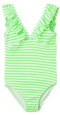 KIDS badpak met ruches NKFZALEY neon groen/wit