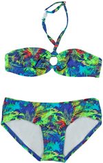 Just Beach blauw / groene bandeau bikini Brazilie feather