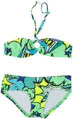 Just Beach blauw / groene bandeau bikini Brazilie cartoon blue