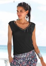s.Oliver RED LABEL Beachwear T-shirt met sierbandjes bij de hals